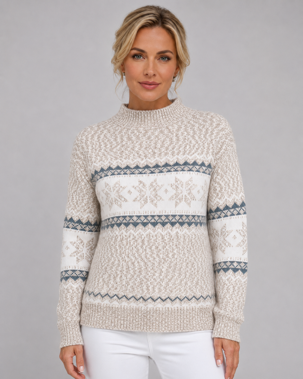 Women's Fair Isle Mock Neck Jumper – Nordic Knit