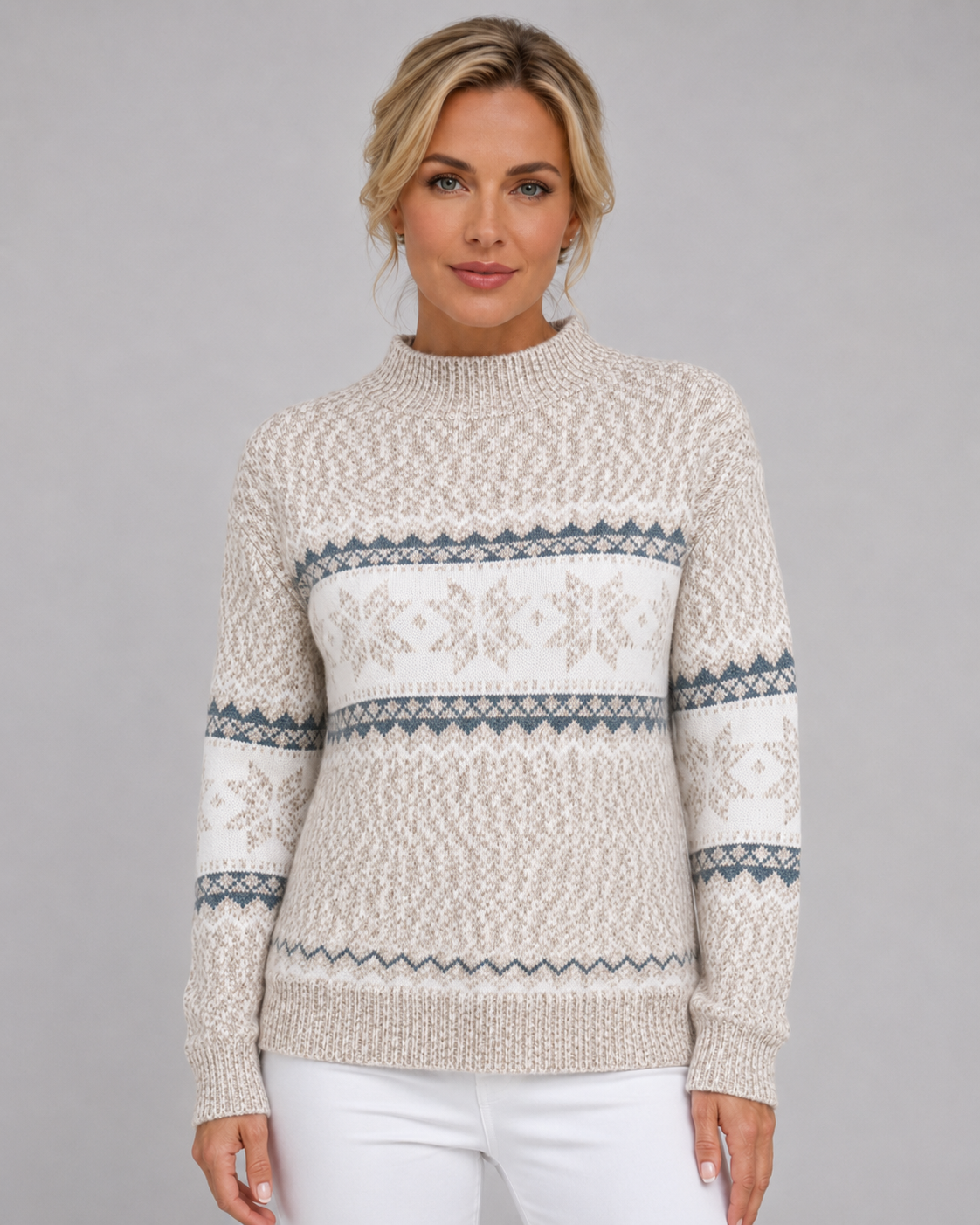 Women's Fair Isle Mock Neck Jumper – Nordic Knit