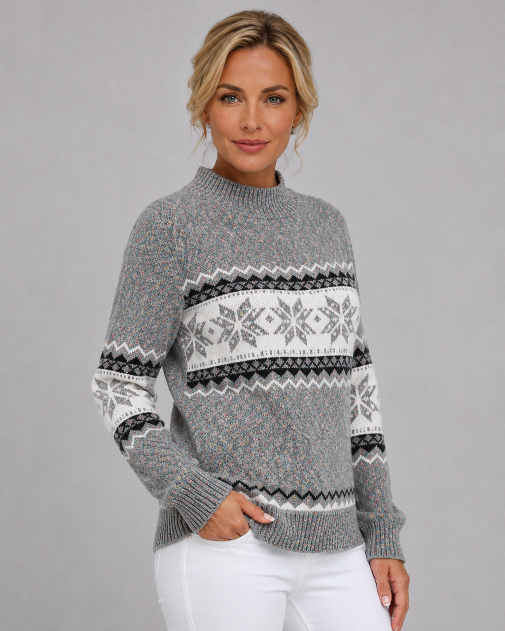 Women's Fair Isle Mock Neck Jumper – Nordic Knit
