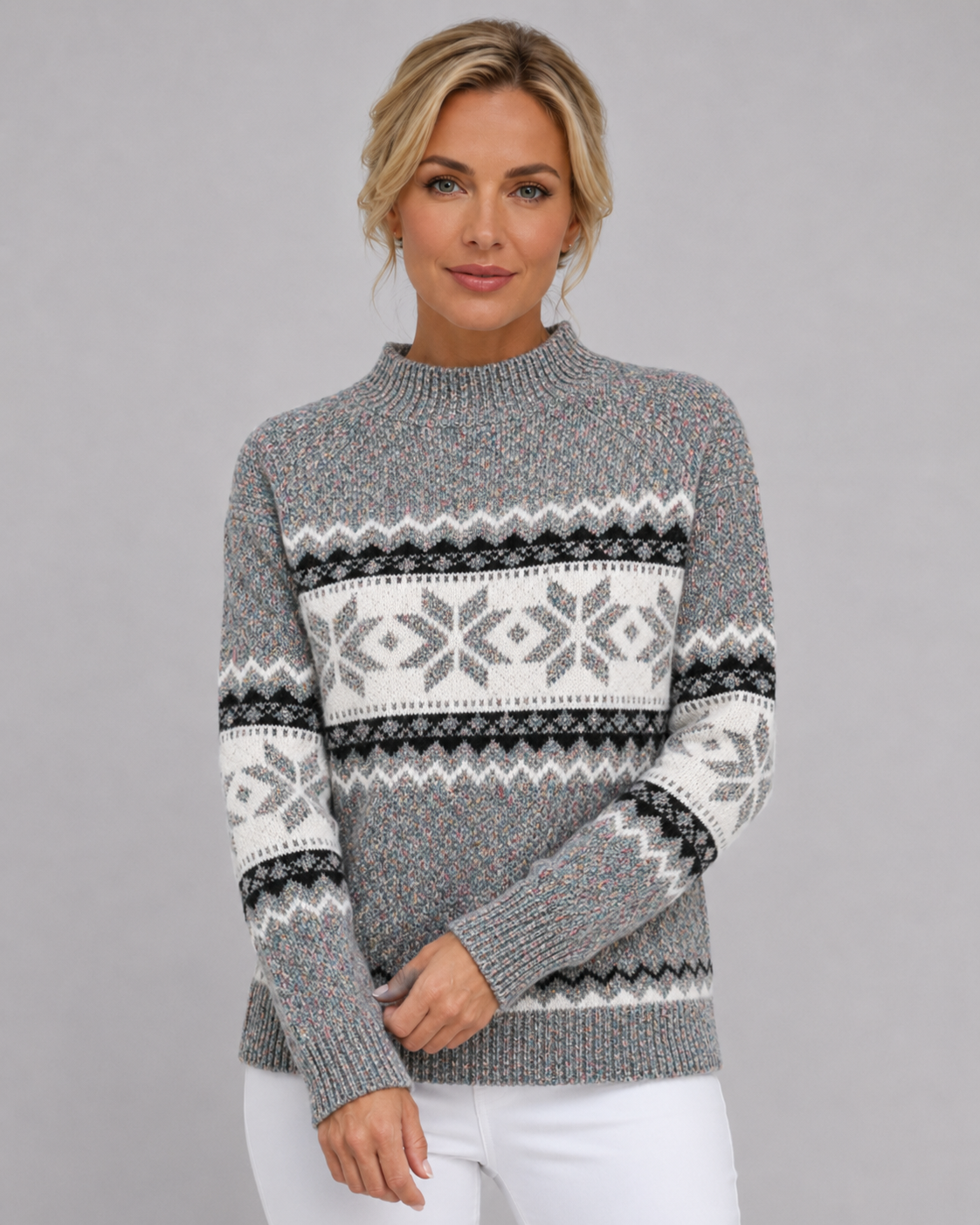Women's Fair Isle Mock Neck Jumper – Nordic Knit