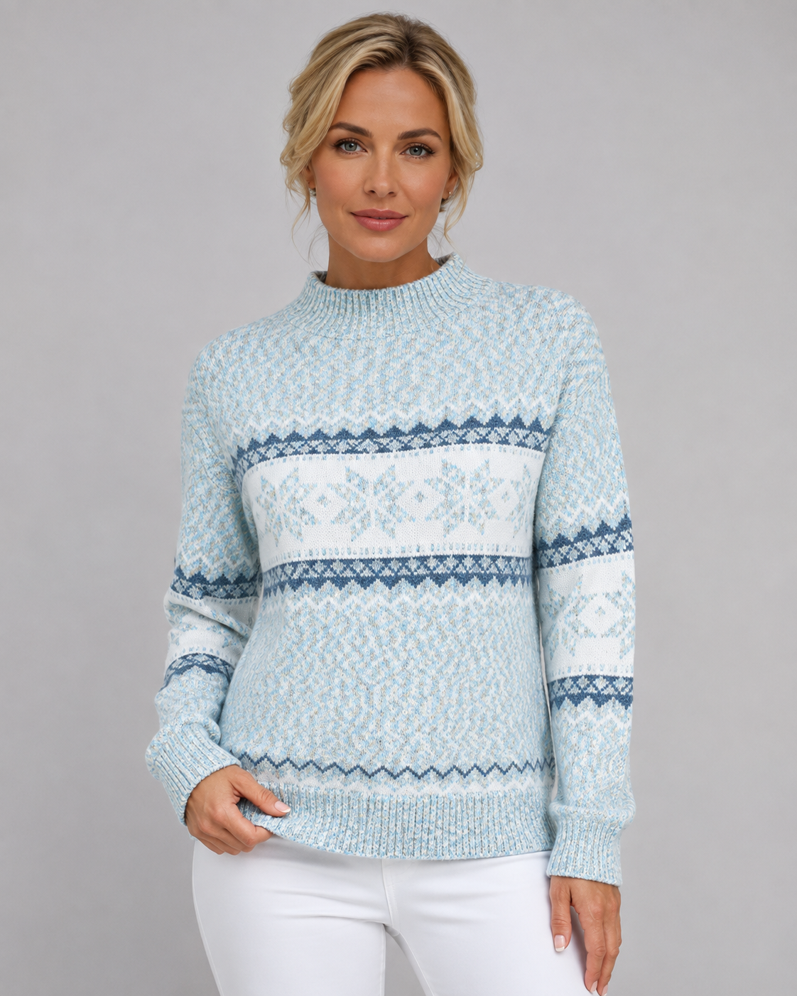 Women's Fair Isle Mock Neck Jumper – Nordic Knit