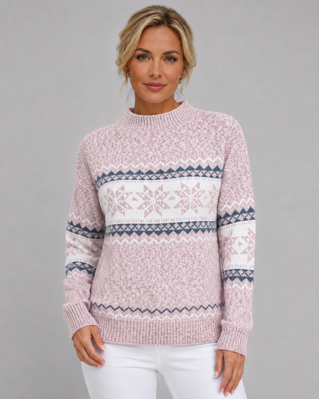 Women's Fair Isle Mock Neck Jumper – Nordic Knit