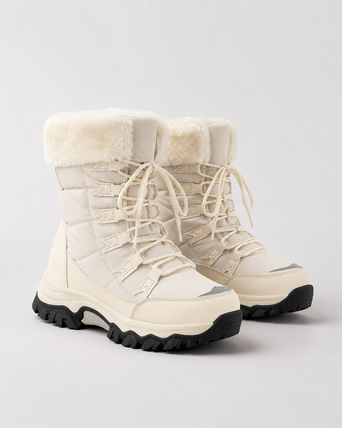 Women's Faux Fur Lined Lace Up Snow Boots – Hiker Style Winter Ankle Boots