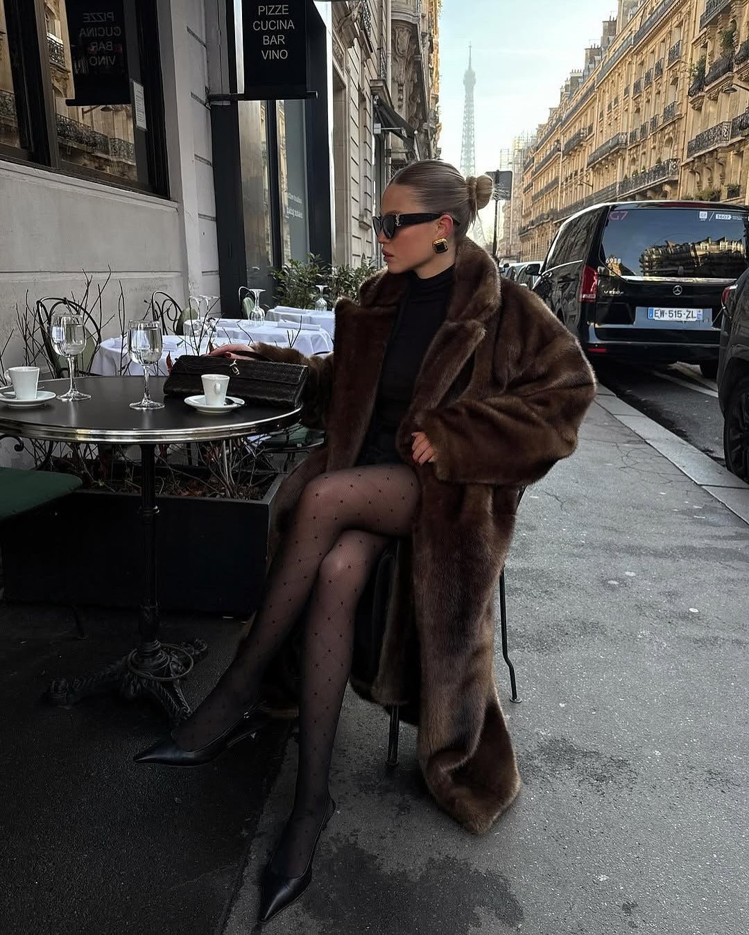 Women's Faux Fur Maxi Coat – Longline Fluffy Winter Coat
