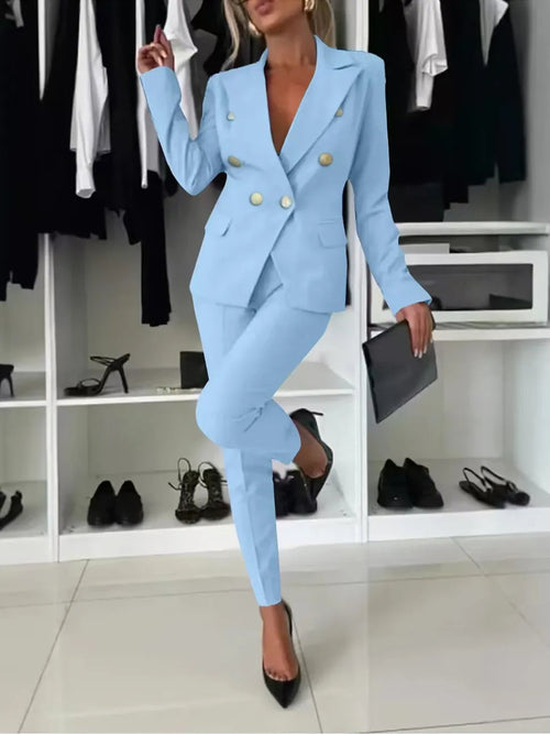 Kacob | Women's Fitted Blazer Trouser Suit – Two Piece Business Suit Set