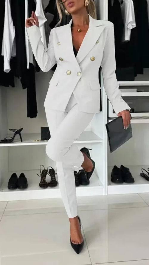 Kacob | Women's Fitted Blazer Trouser Suit – Two Piece Business Suit Set