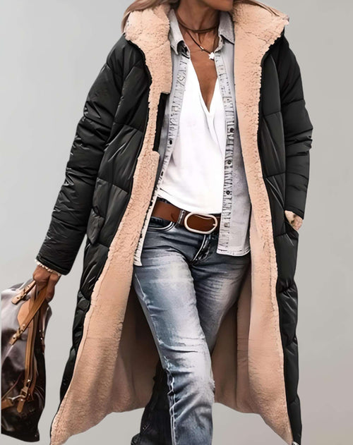 Kacob | Women's Fleece Lined Long Puffer Coat – High Collar Zip Front Winter Coat
