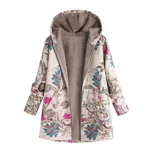 Kacob | Women's Floral Print Hooded Winter Coat – Adjustable Hood Womens Coat