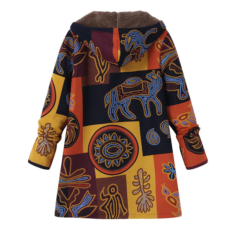 Kacob | Women's Floral Print Hooded Winter Coat – Adjustable Hood Womens Coat
