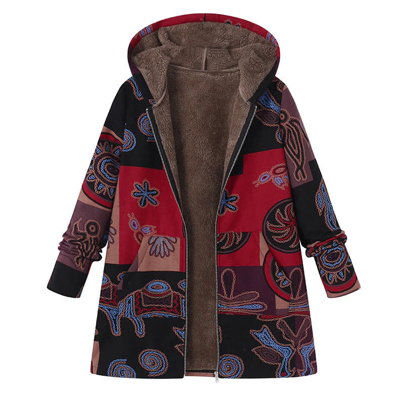 Kacob | Women's Floral Print Hooded Winter Coat – Adjustable Hood Womens Coat
