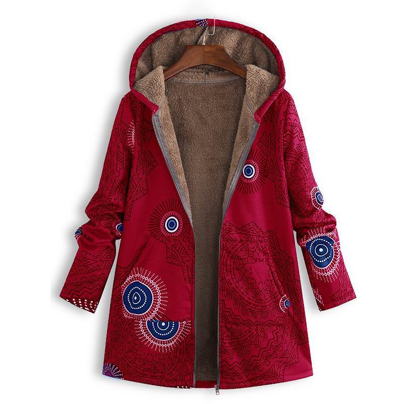 Kacob | Women's Floral Print Hooded Winter Coat – Adjustable Hood Womens Coat