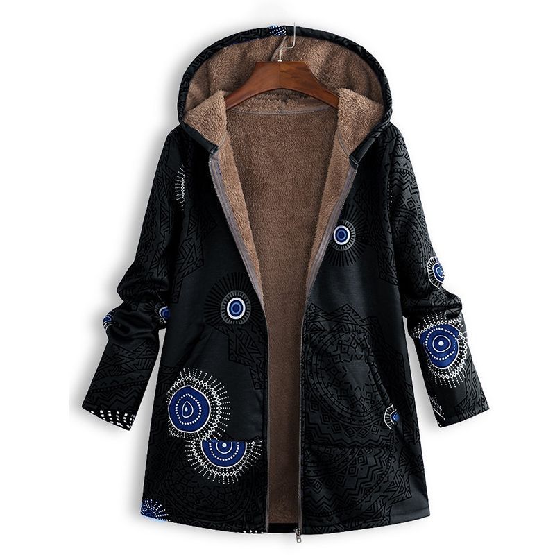 Kacob | Women's Floral Print Hooded Winter Coat – Adjustable Hood Womens Coat