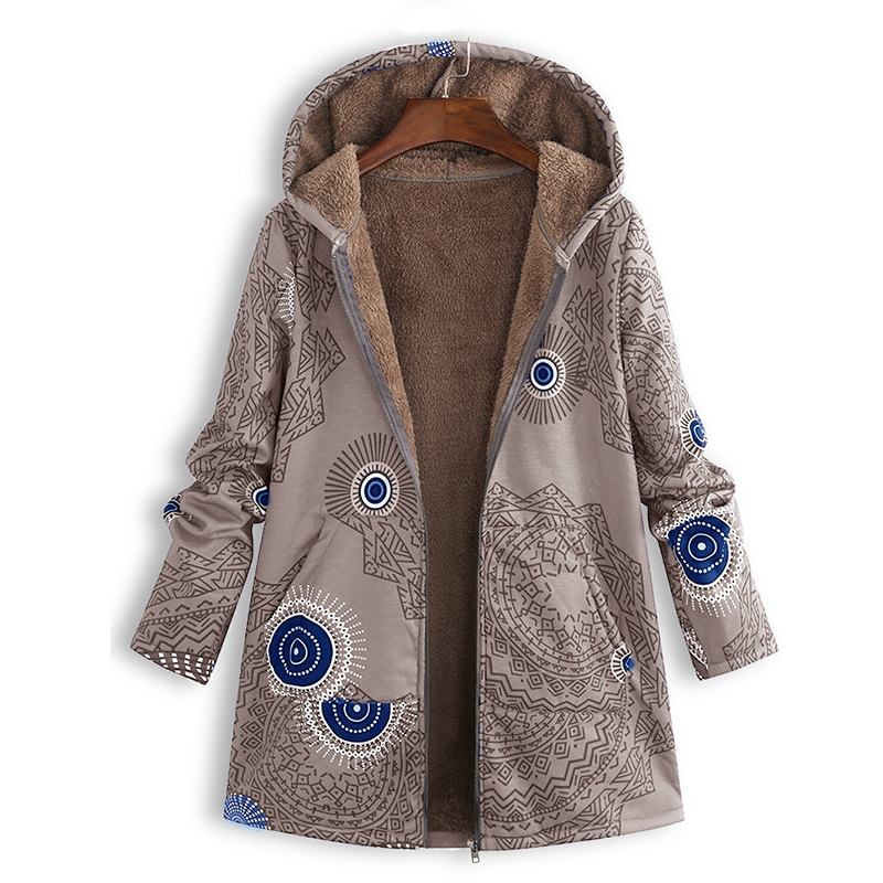 Kacob | Women's Floral Print Hooded Winter Coat – Adjustable Hood Womens Coat