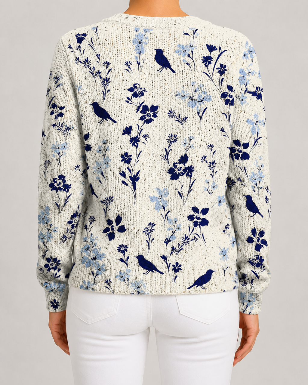 Women's Floral Print Knit Cardigan – Button Front