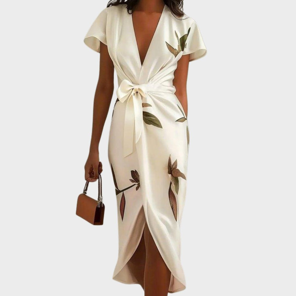 Women's Flutter Sleeve Wrap Dress – Tie Waist