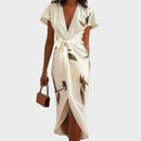 Kacob | Women's Flutter Sleeve Wrap Dress – Tie Waist