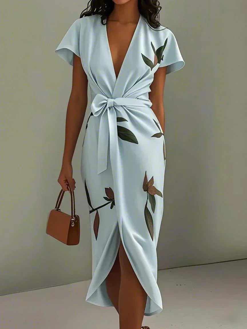 Women's Flutter Sleeve Wrap Dress – Tie Waist