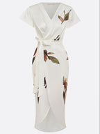 Women's Flutter Sleeve Wrap Dress – Tie Waist