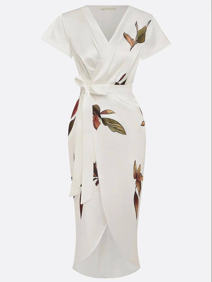 Women's Flutter Sleeve Wrap Dress – Tie Waist