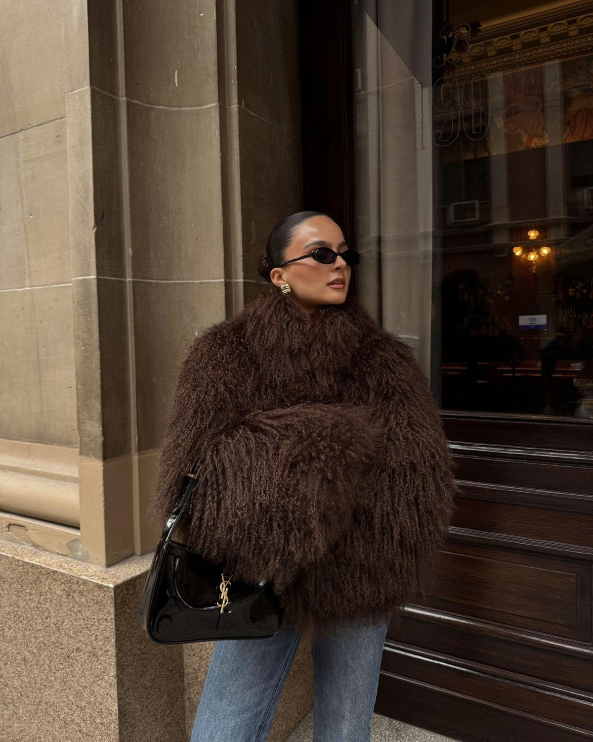 Kacob | Women's Fluffy Faux Fur Coat – Winter Fur Coat for Day and Evening