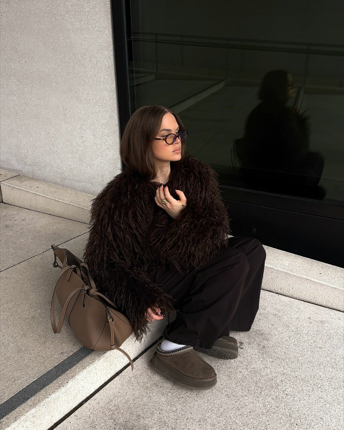 Kacob | Women's Fluffy Faux Fur Coat – Winter Fur Coat for Day and Evening