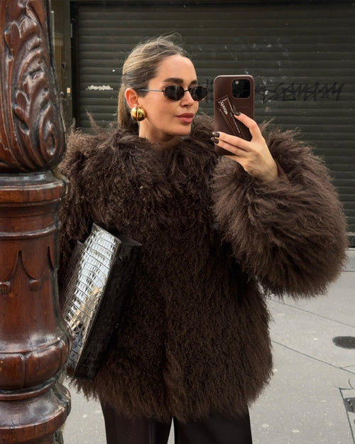 Kacob | Women's Fluffy Faux Fur Coat – Winter Fur Coat for Day and Evening