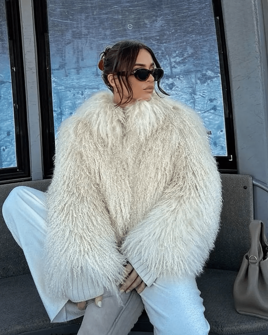 Kacob | Women's Fluffy Faux Fur Coat – Winter Fur Coat for Day and Evening