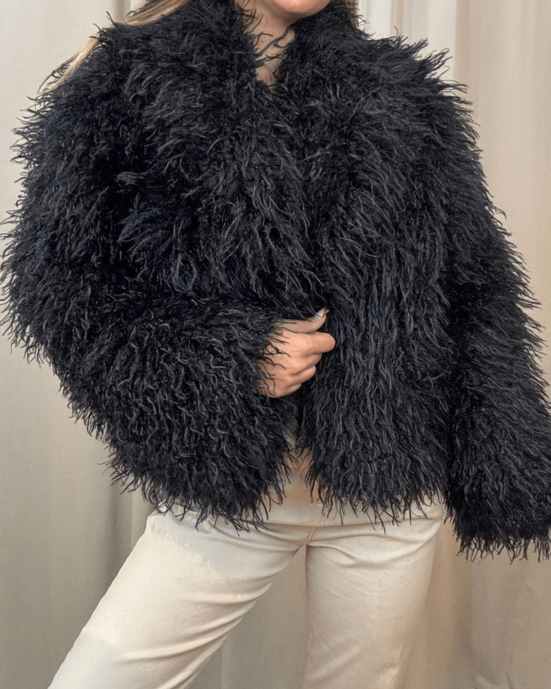 Kacob | Women's Fluffy Faux Fur Coat – Winter Fur Coat for Day and Evening