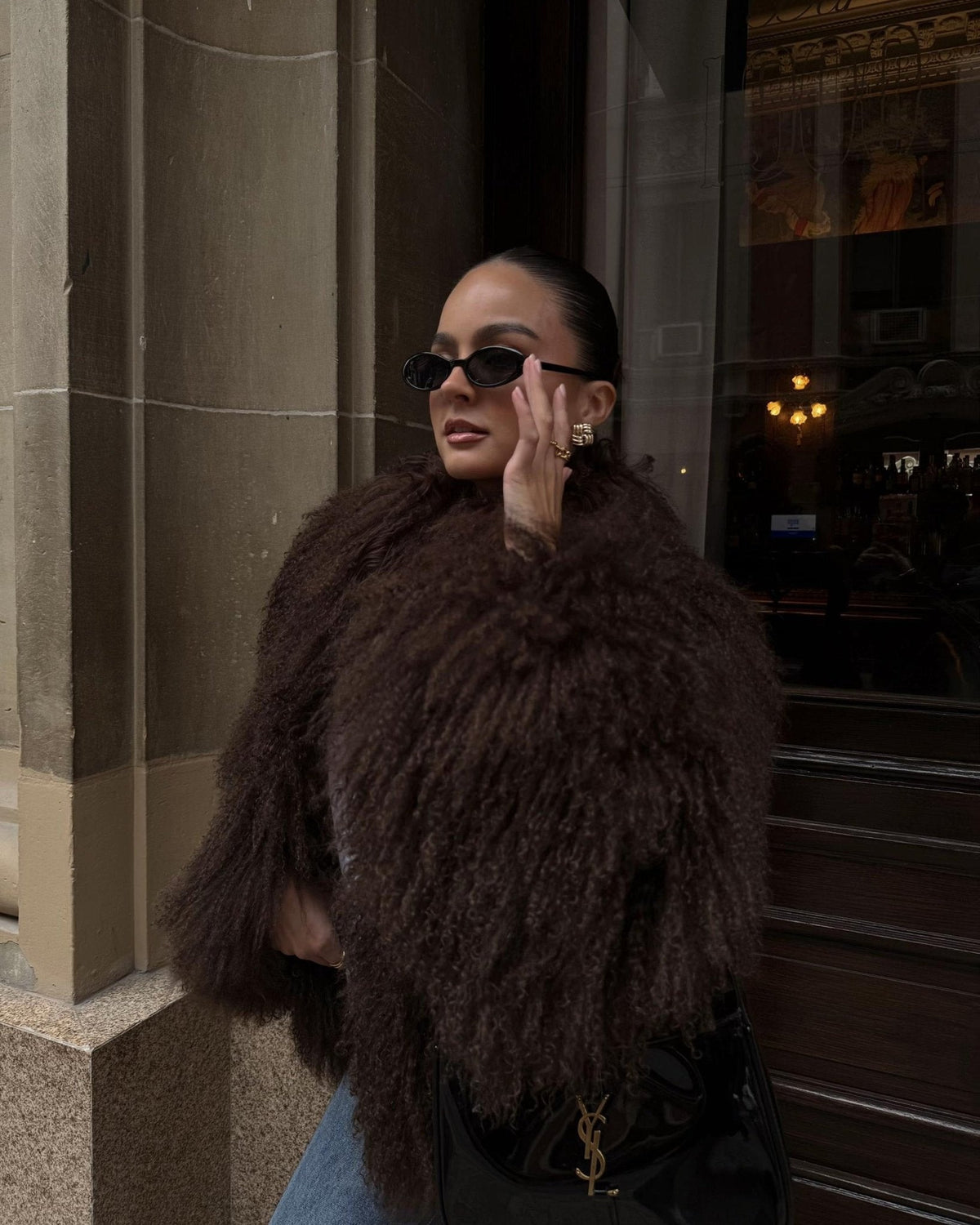 Kacob | Women's Fluffy Faux Fur Coat – Winter Fur Coat for Day and Evening