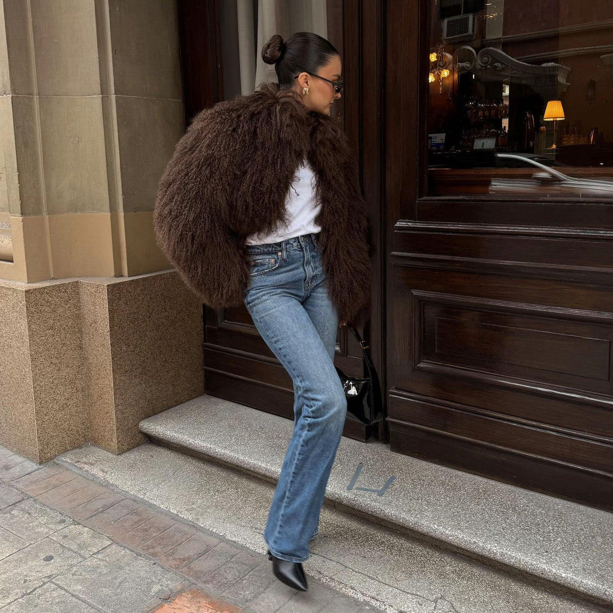Kacob | Women's Fluffy Faux Fur Coat – Winter Fur Coat for Day and Evening
