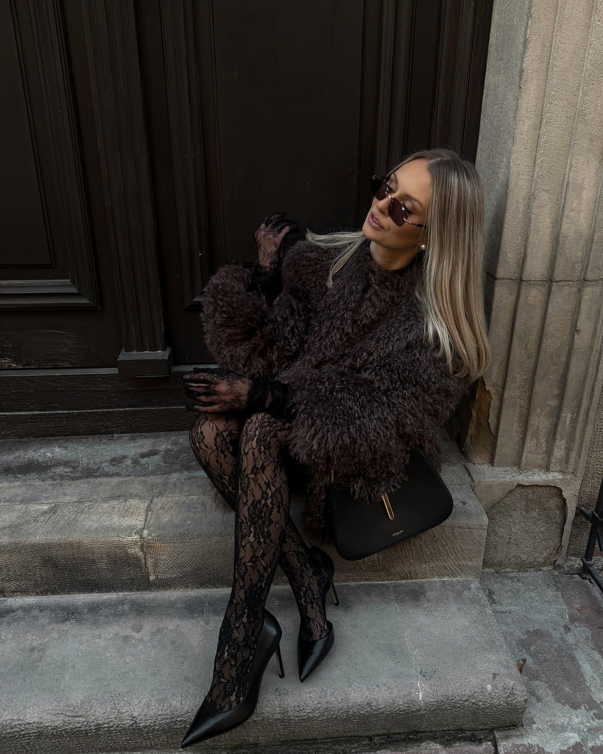 Kacob | Women's Fluffy Faux Fur Coat – Winter Fur Coat for Day and Evening