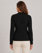 Women's Fluffy Knit Mock Neck Jumper – Fitted
