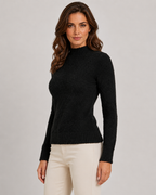 Women's Fluffy Knit Mock Neck Jumper – Fitted