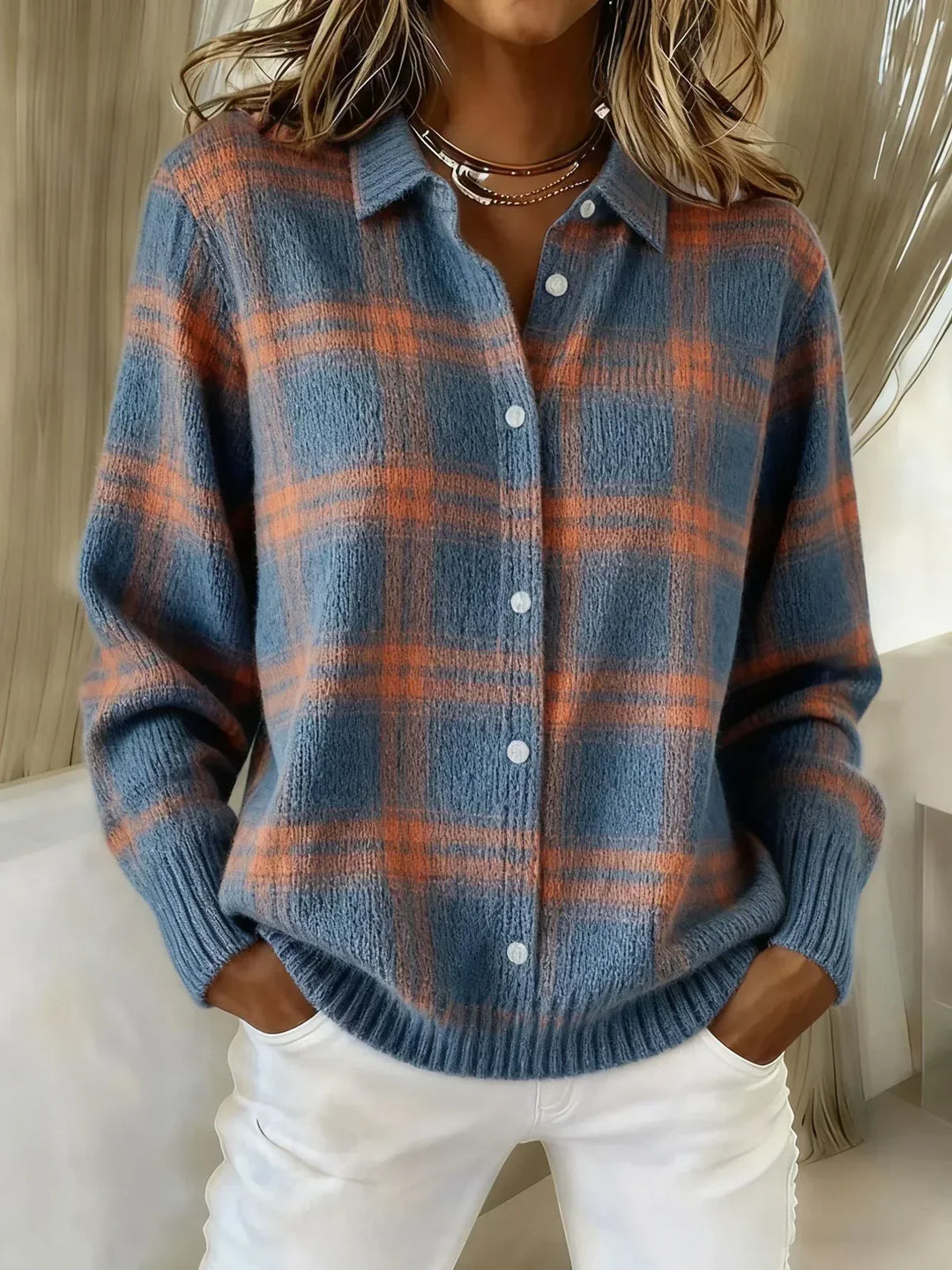 Kacob | Women's Fluffy Knit Open Front Cardigan – Relaxed Knitted Layering Cardigan