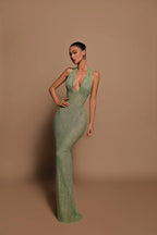 Women's Halter Neck Open Back Maxi Dress