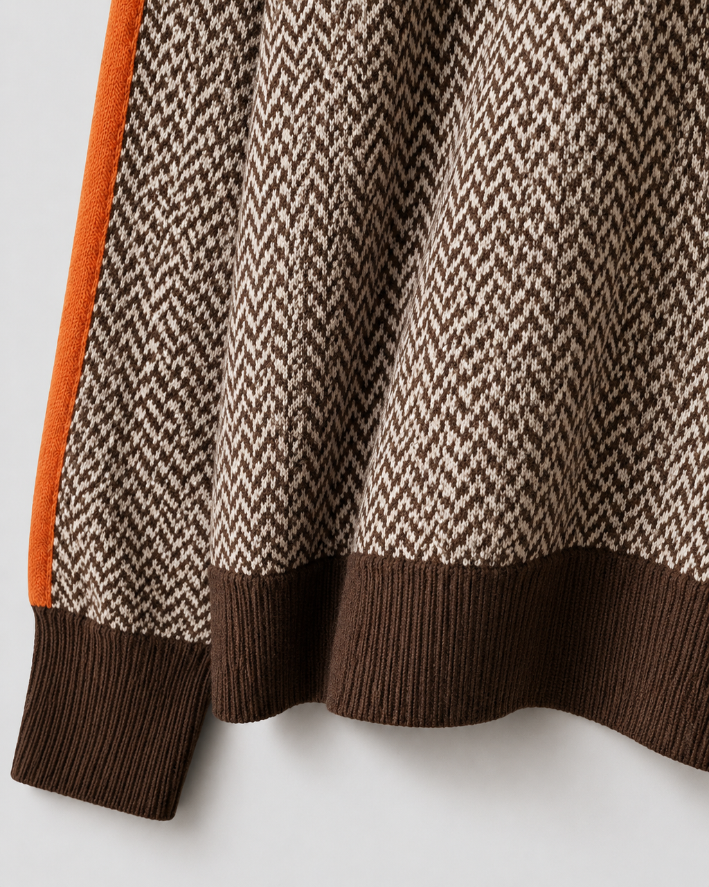 Women's Herringbone Turtleneck Jumper with Contrast Sleeves