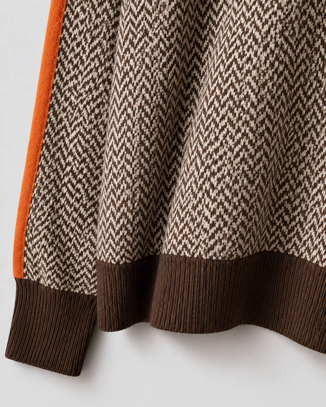 Women's Herringbone Turtleneck Jumper with Contrast Sleeves