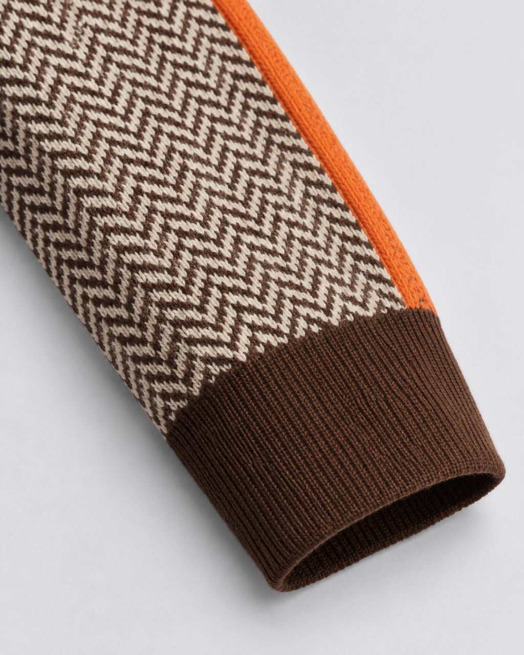 Women's Herringbone Turtleneck Jumper with Contrast Sleeves