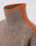 Women's Herringbone Turtleneck Jumper with Contrast Sleeves
