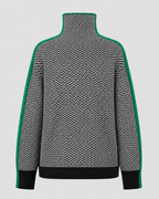 Women's Herringbone Turtleneck Jumper with Contrast Sleeves
