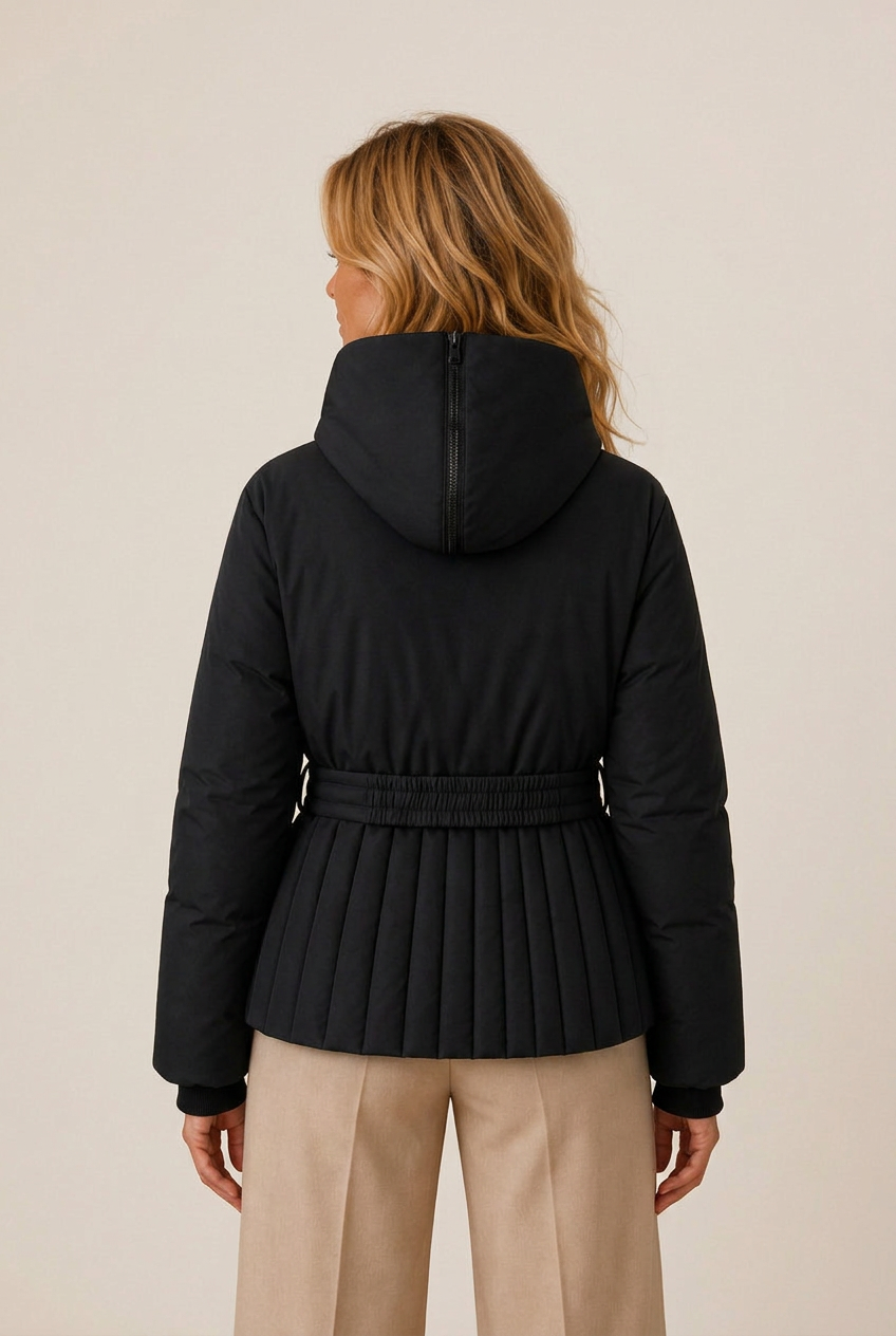 Kacob | Women's Hooded Buckle Belt Puffer Jacket – Fitted Quilted Winter Jacket