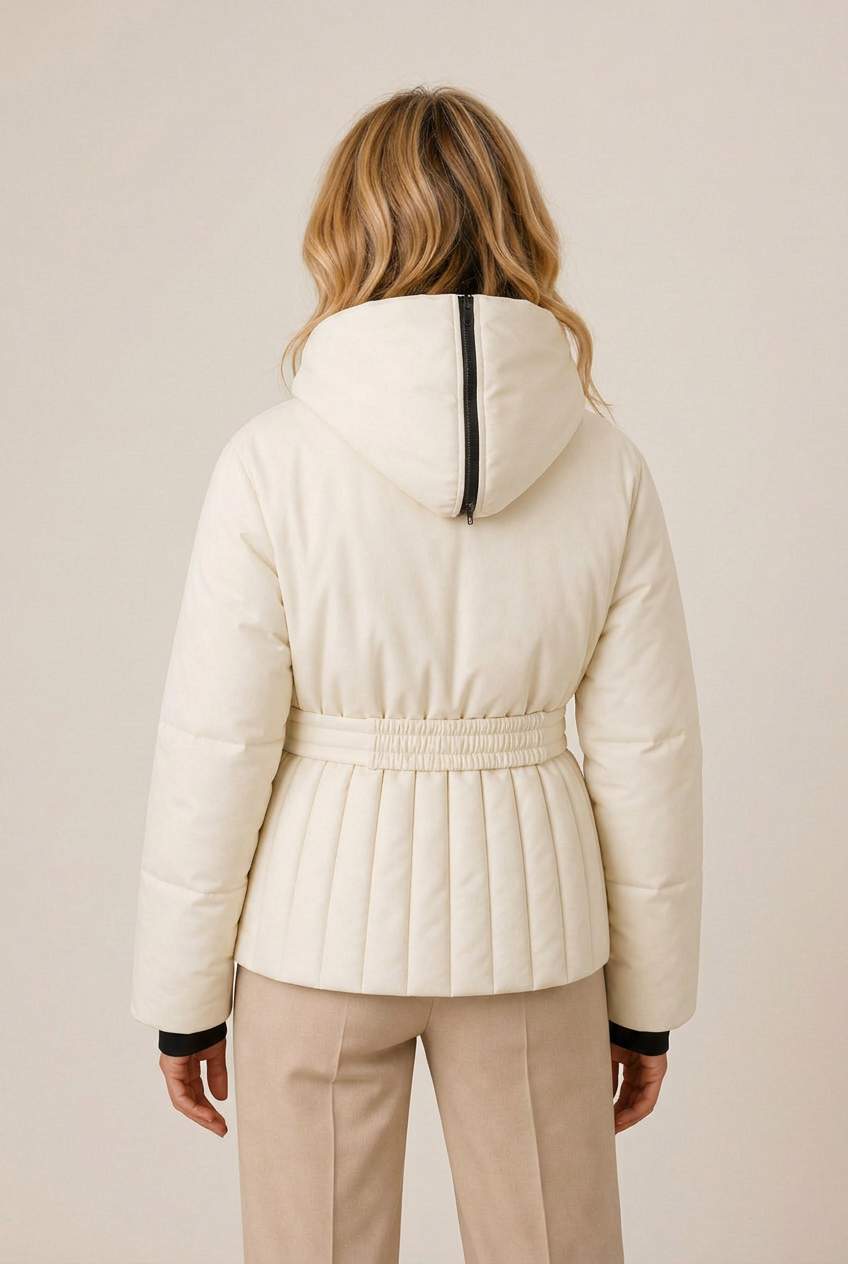 Kacob | Women's Hooded Buckle Belt Puffer Jacket – Fitted Quilted Winter Jacket