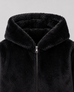 Women's Hooded Faux Fur Zip-Up Jacket