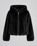 Women's Hooded Faux Fur Zip-Up Jacket