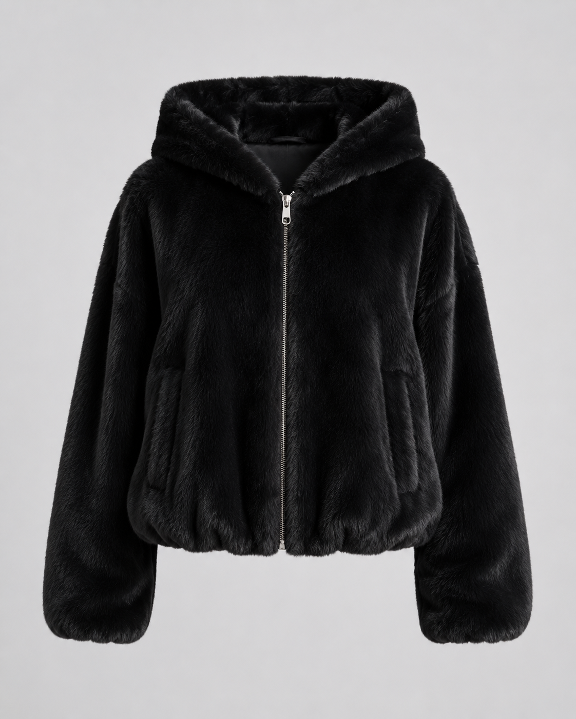 Women's Hooded Faux Fur Zip-Up Jacket
