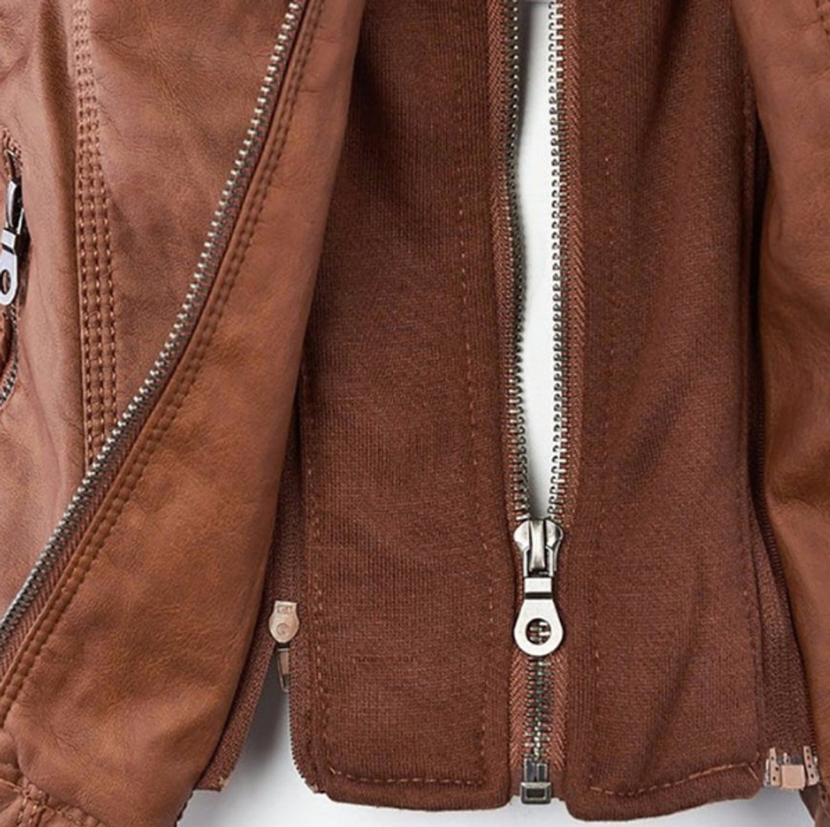 Kacob | Women's Hooded Faux Leather Biker Jacket – Fitted Zip Up Moto Jacket