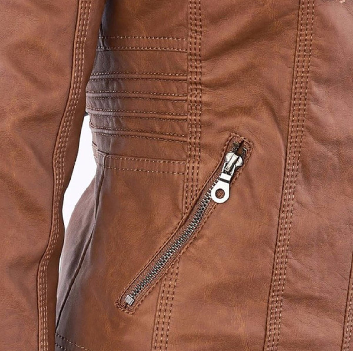 Kacob | Women's Hooded Faux Leather Biker Jacket – Fitted Zip Up Moto Jacket