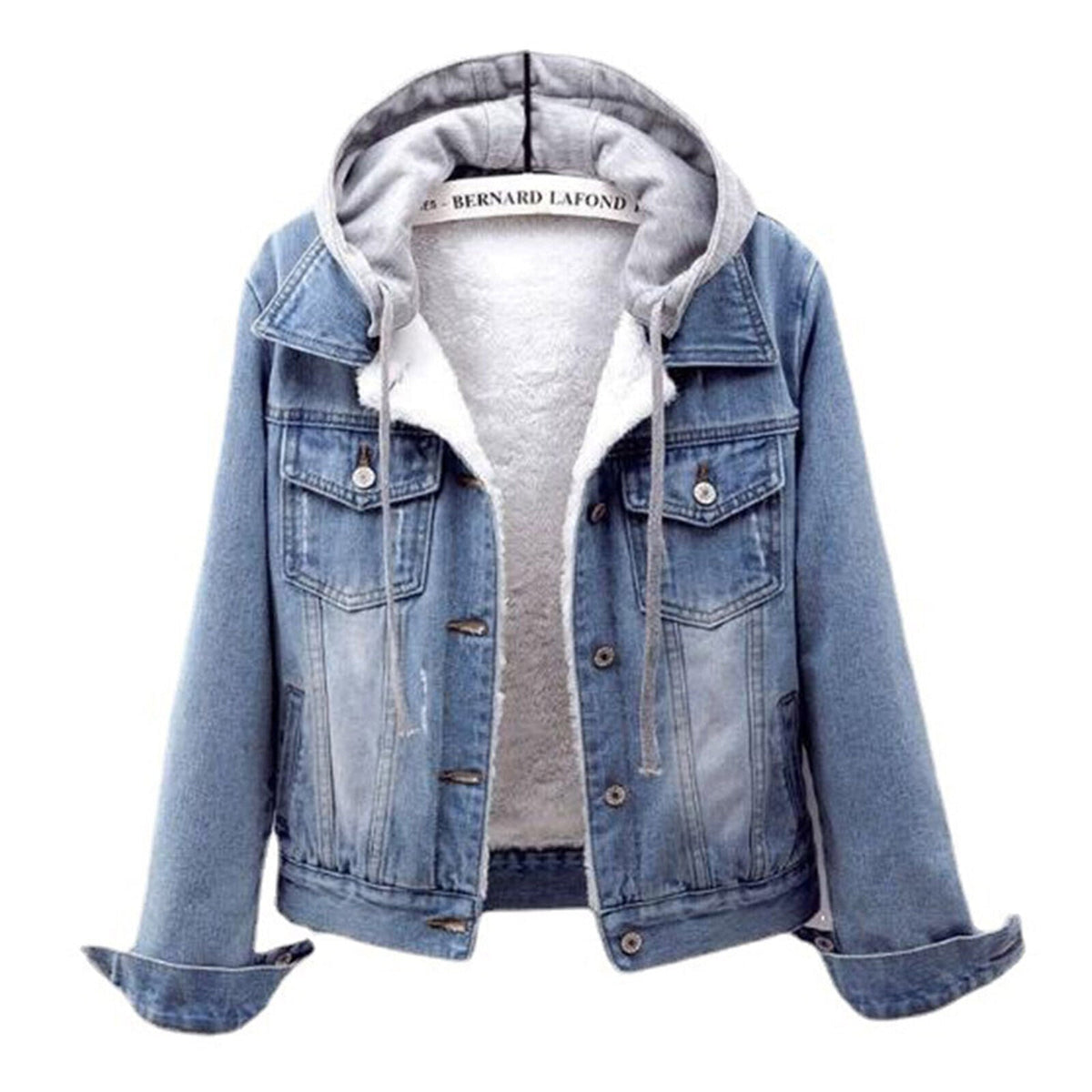 Women's Hooded Fleece Lined Denim Jacket