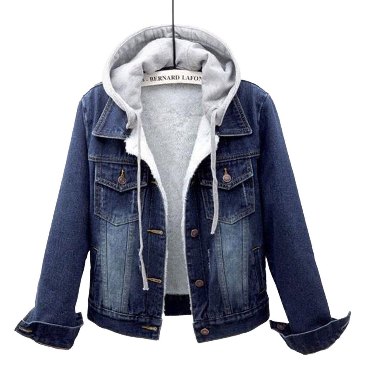 Women's Hooded Fleece Lined Denim Jacket