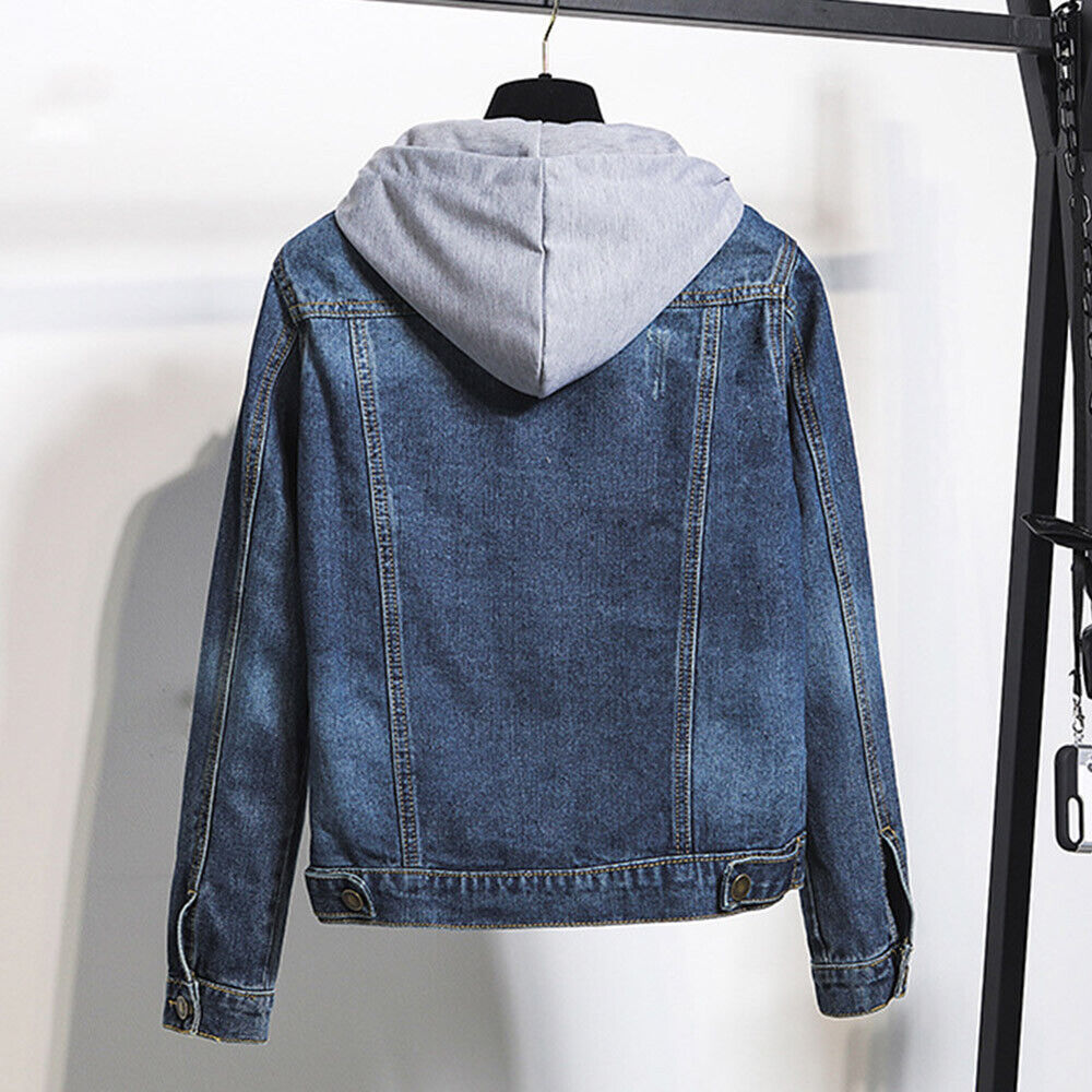Women's Hooded Fleece Lined Denim Jacket